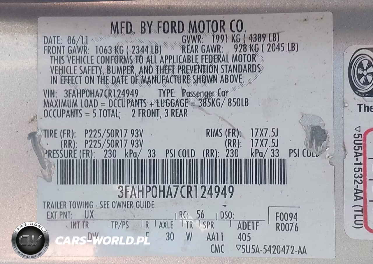 2012 Ford Fusion Se VIN:3FAHP0HA7CR124949 - 9