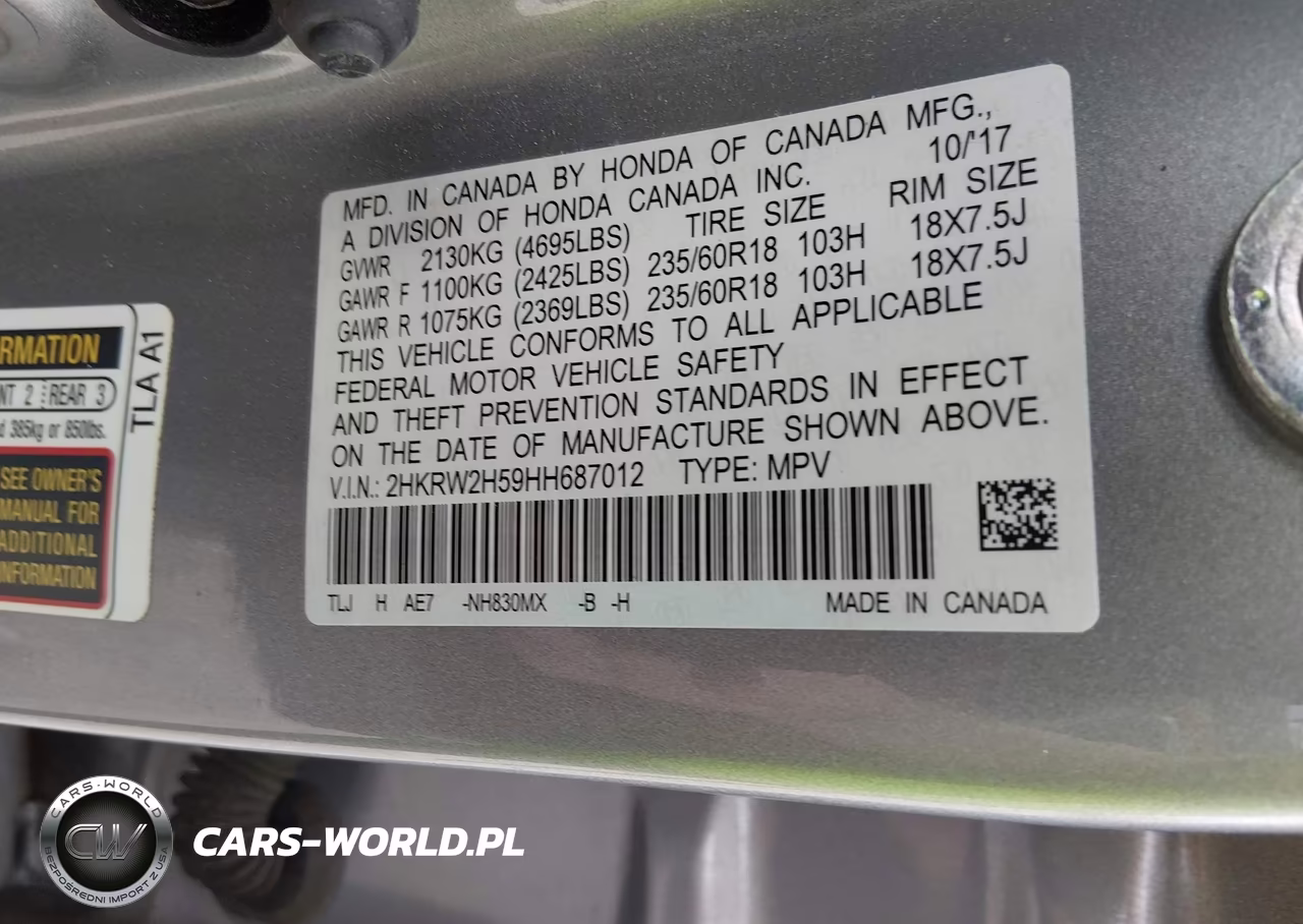 2017 Honda Cr-V Ex VIN:2HKRW2H59HH687012 - 9