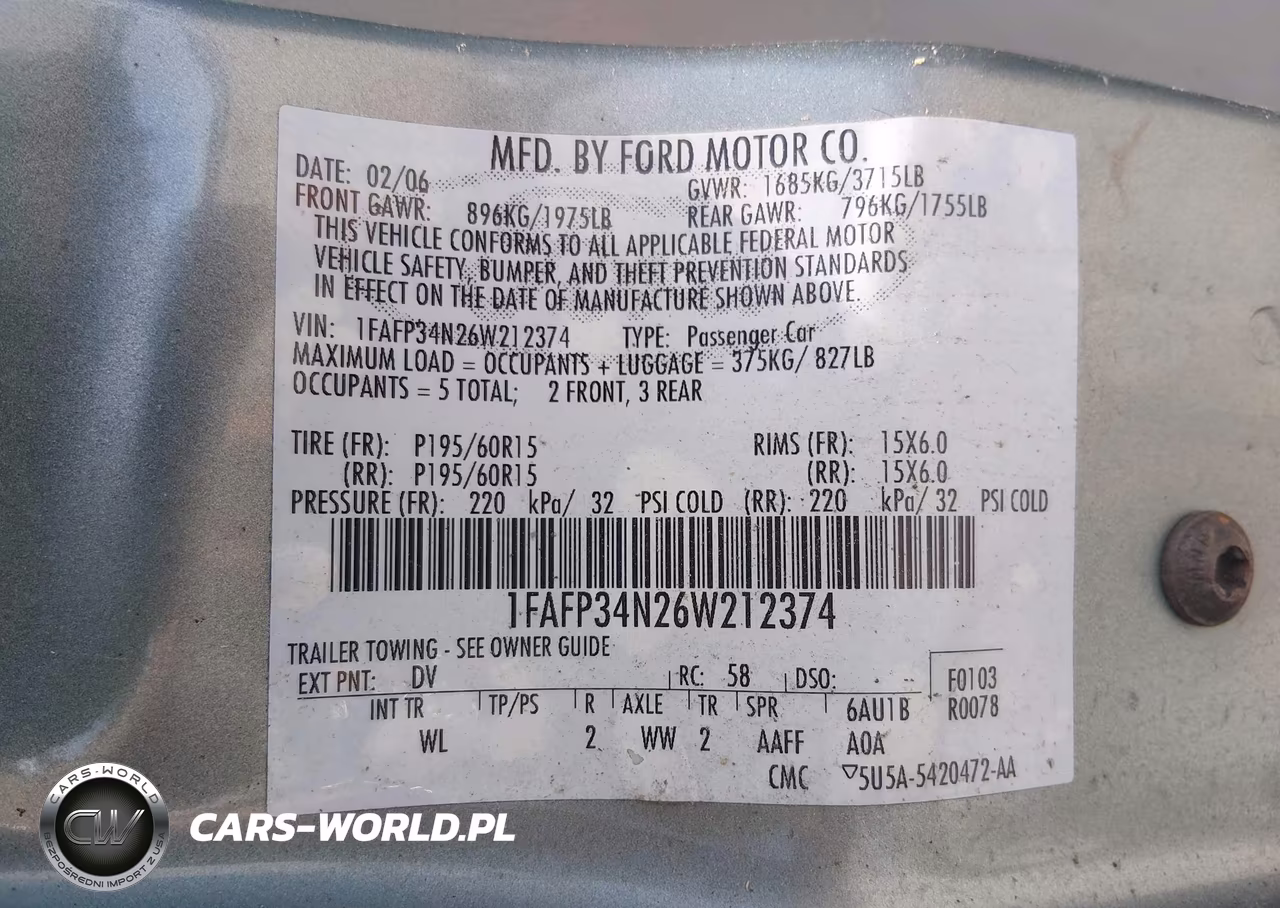 2006 Ford Focus Zx4 VIN:1FAFP34N26W212374 - 9