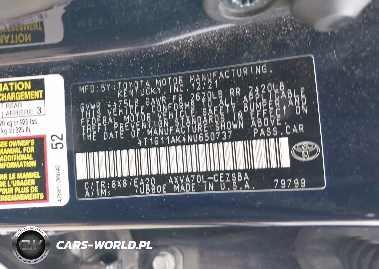 2022 Toyota Camry Se VIN:4T1G11AK4NU650737 - 9