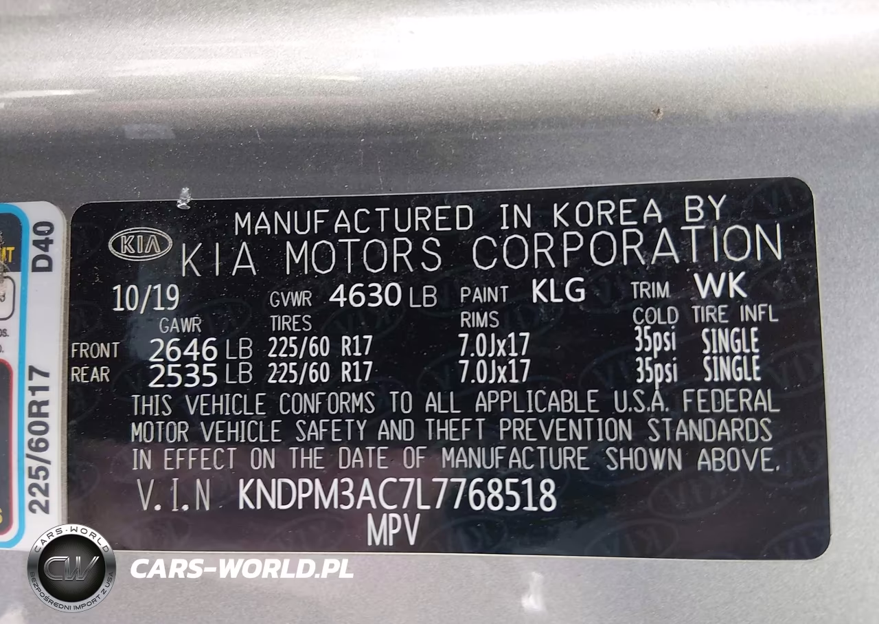 2020 Kia Sportage Lx VIN:KNDPM3AC7L7768518 - 9