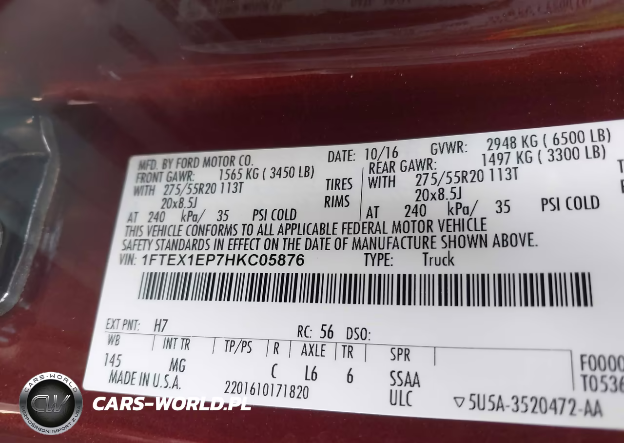 2017 Ford F-150 Xlt VIN:1FTEX1EP7HKC05876 - 9
