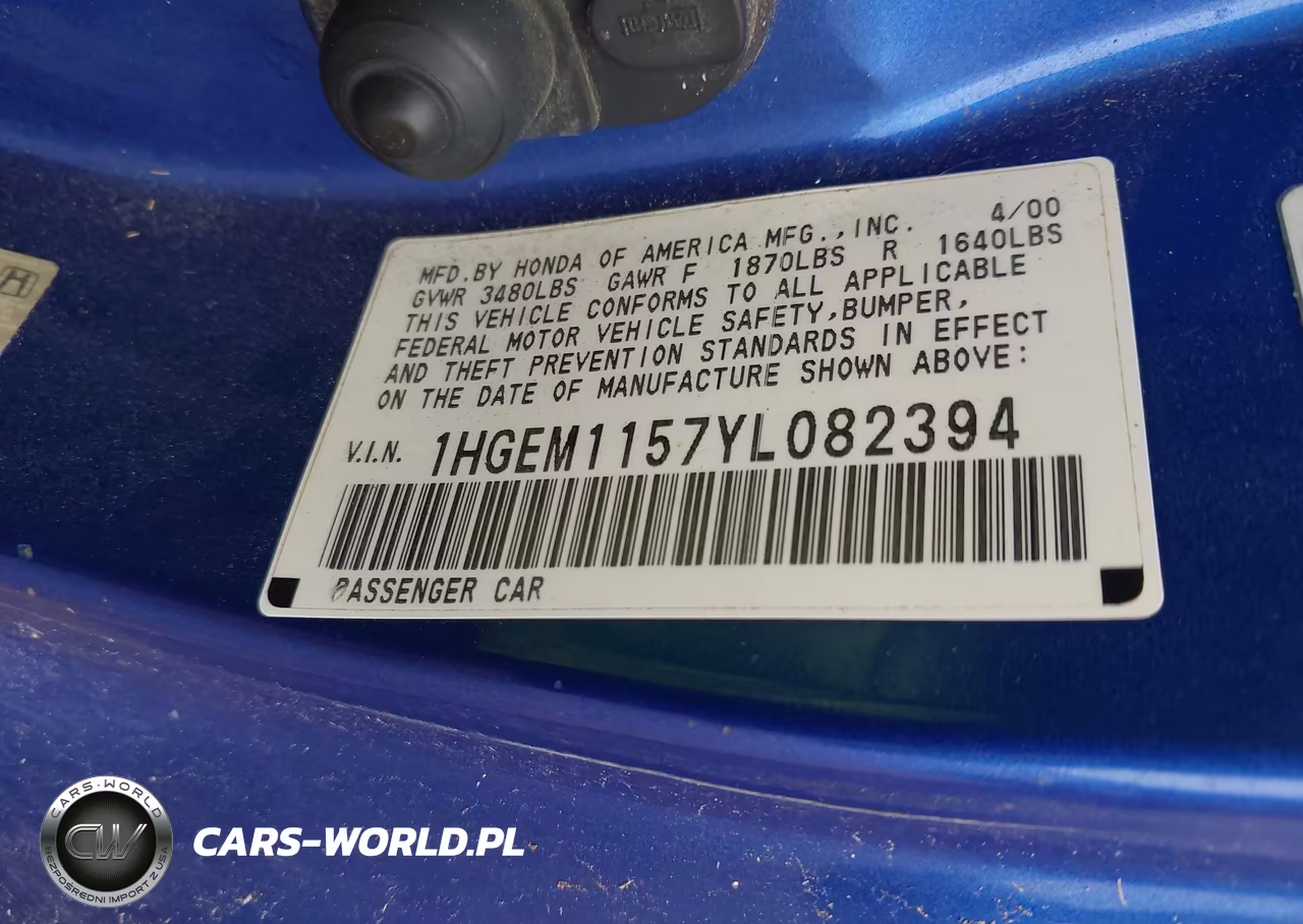 2000 Honda Civic Si VIN:1HGEM1157YL082394 - 9