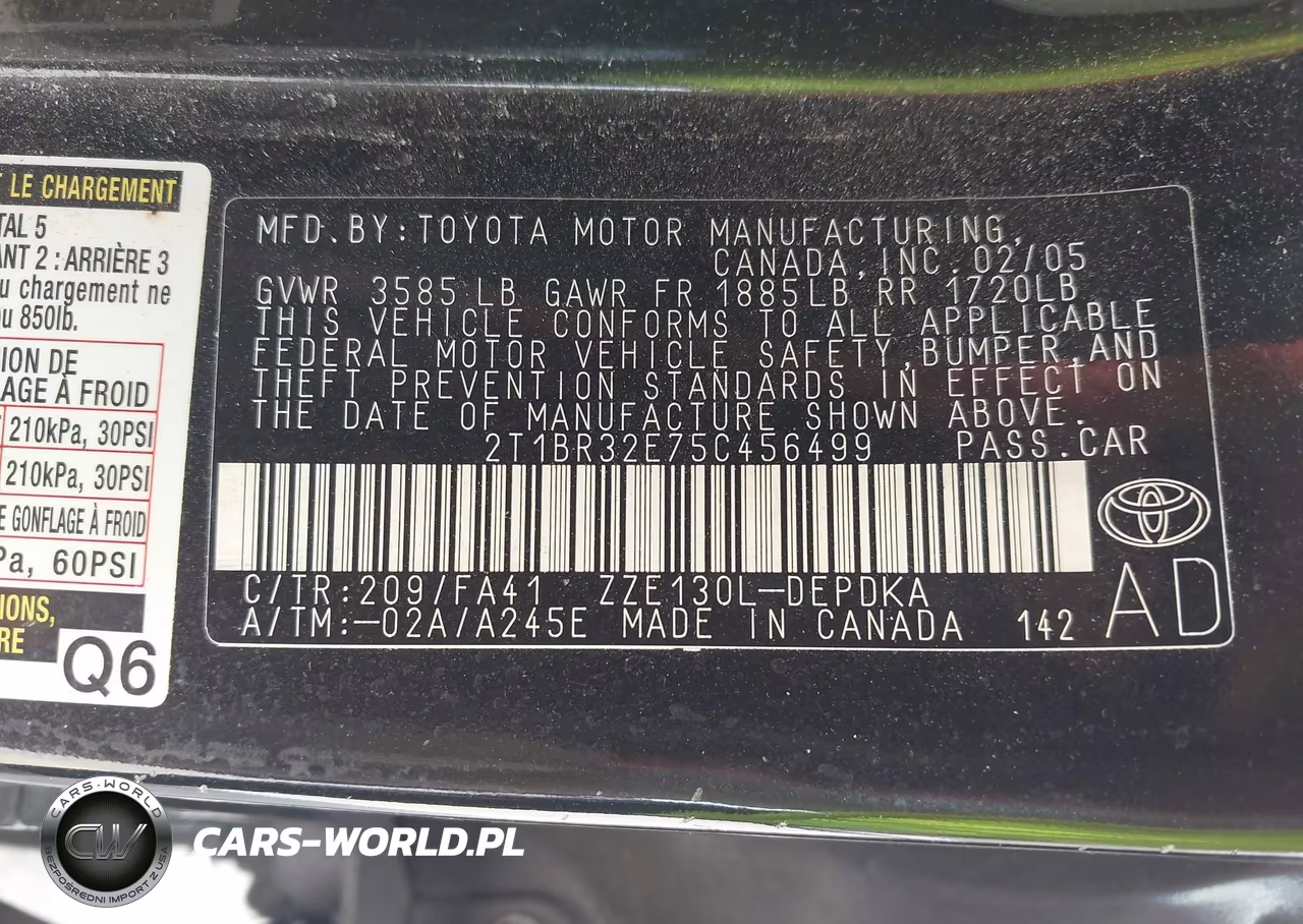 2005 Toyota Corolla Ce VIN:2T1BR32E75C456499 - 9