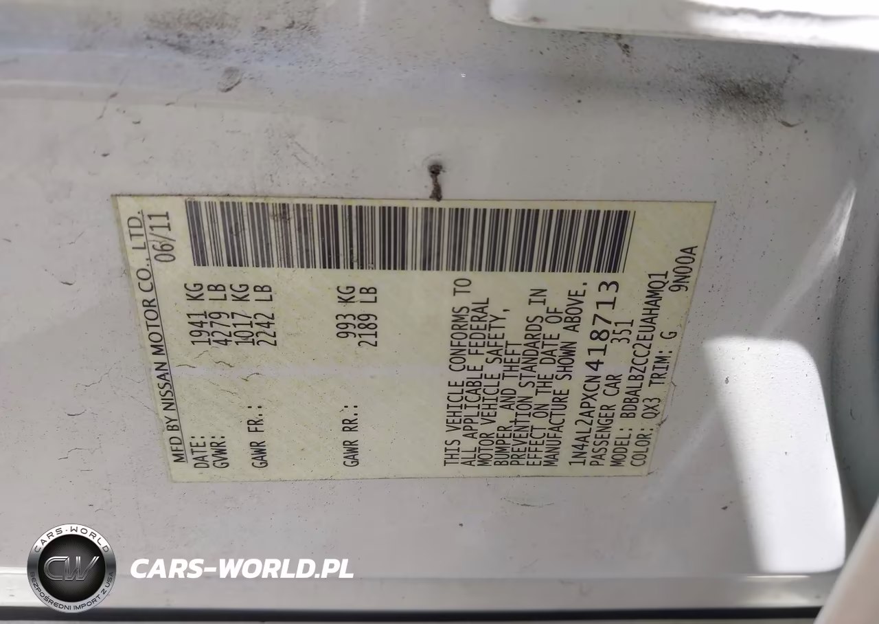 2012 Nissan Altima 2.5 S VIN:1N4AL2APXCN418713 - 9