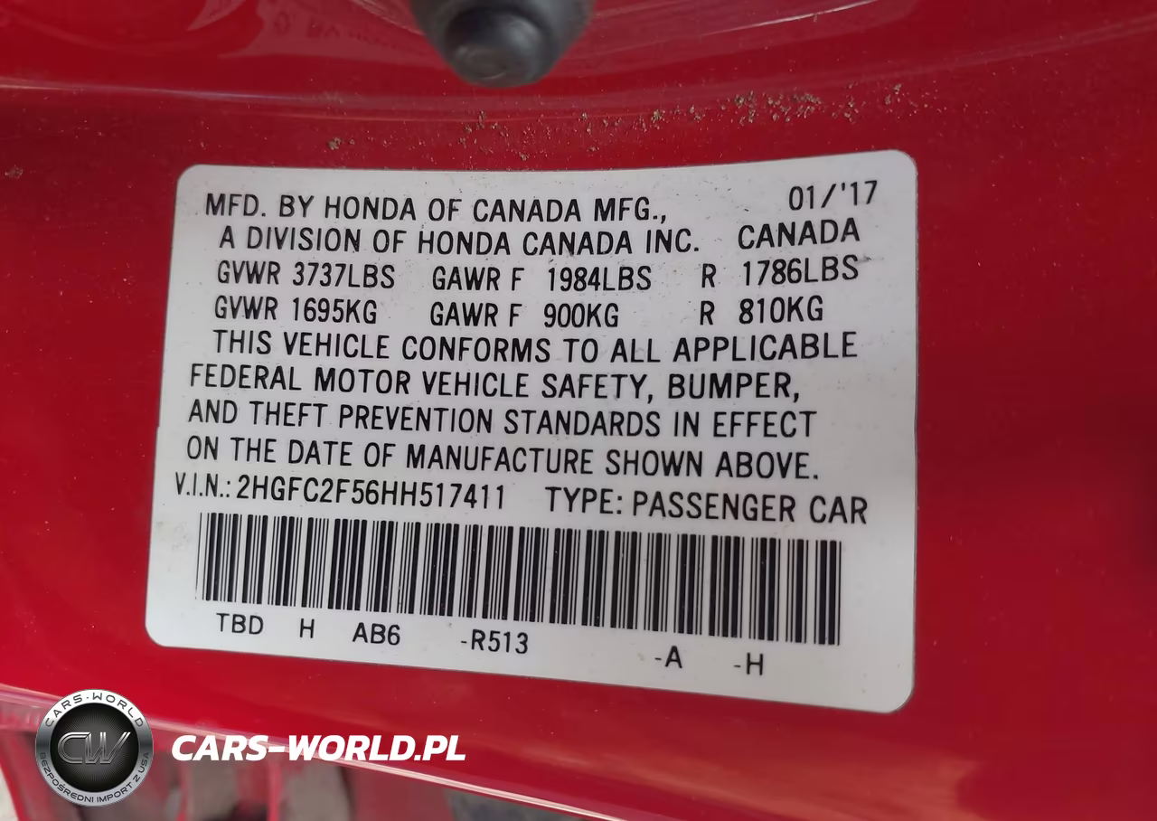2017 Honda Civic Lx VIN:2HGFC2F56HH517411 - 9