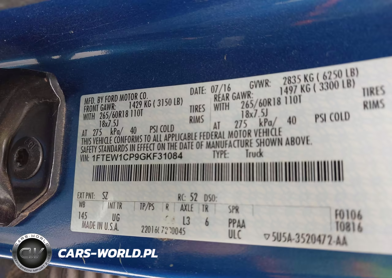 2016 Ford F-150 Xlt VIN:1FTEW1CP9GKF31084 - 9