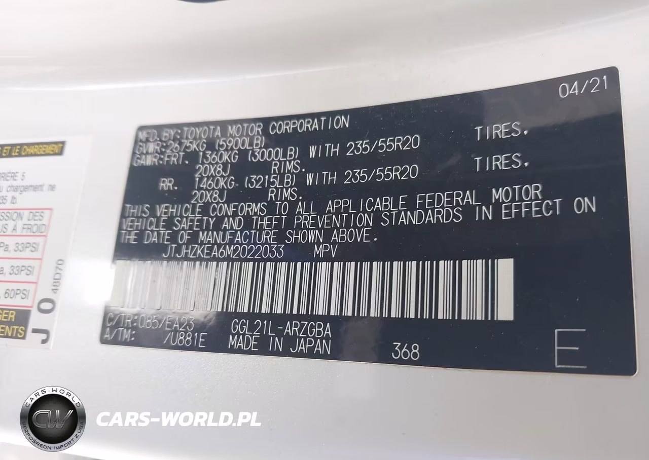 2021 Lexus Rx 350L VIN:JTJHZKEA6M2022033 - 9