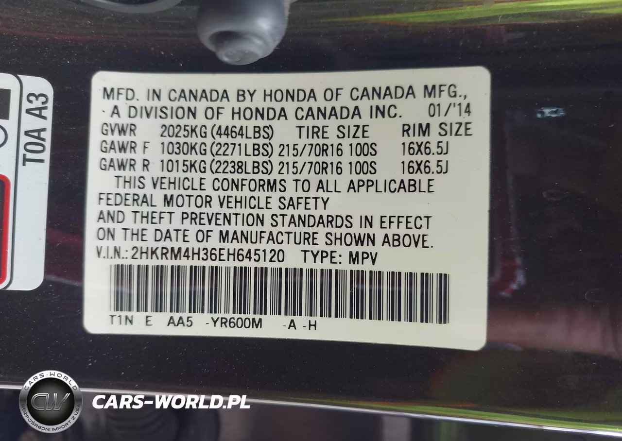 2014 Honda Cr-V Lx VIN:2HKRM4H36EH645120 - 9