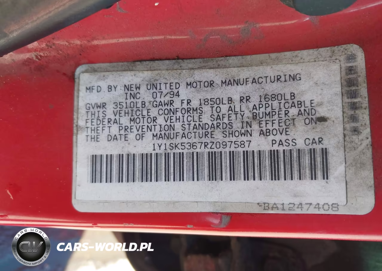 1994 Geo Prizm Lsi VIN:1Y1SK5367RZ097587 - 9