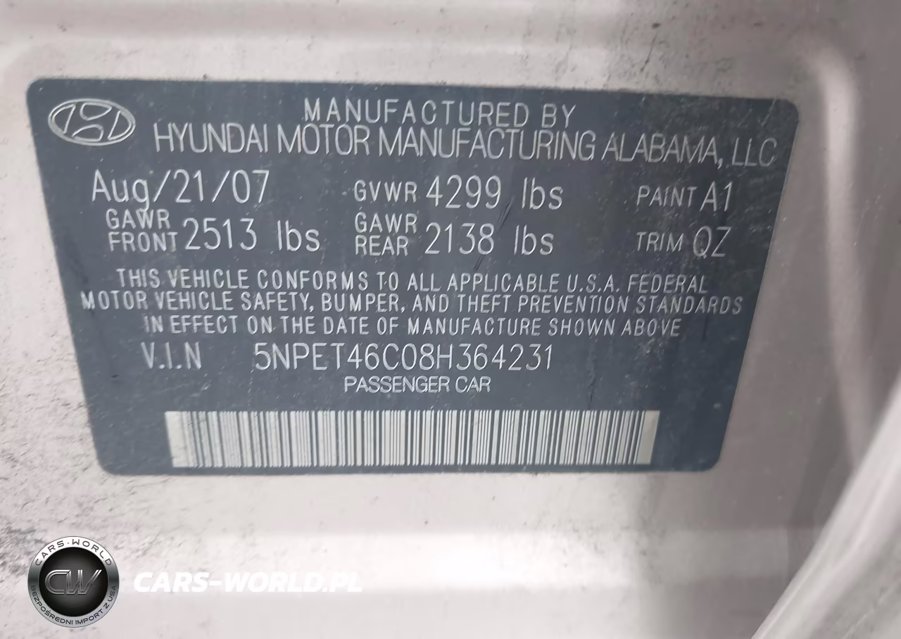 2008 Hyundai Sonata Gls VIN:5NPET46C08H364231 - 9