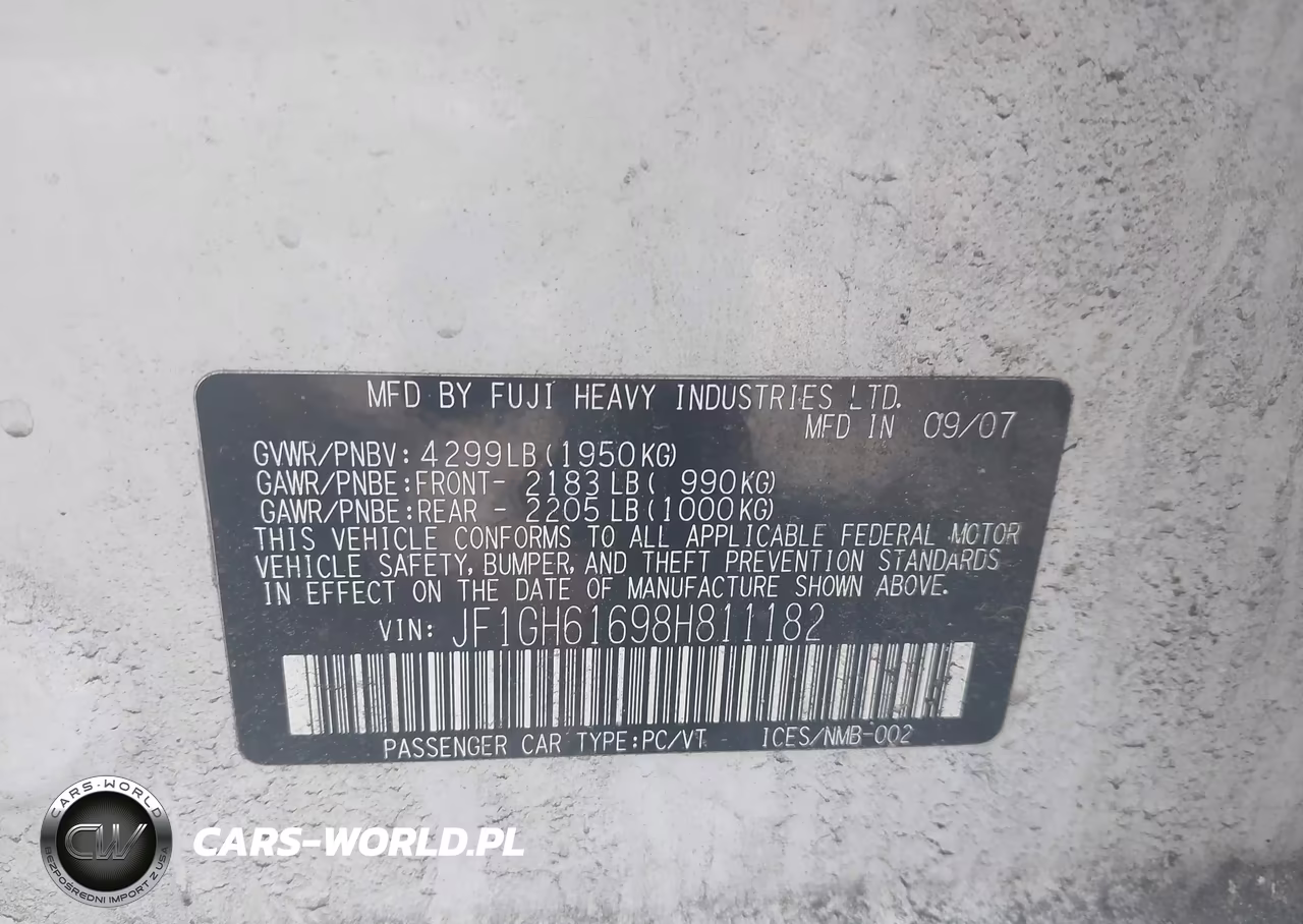 2008 Subaru Impreza Wagon (Natl) I W-Premium Pkg VIN:JF1GH61698H811182 - 9