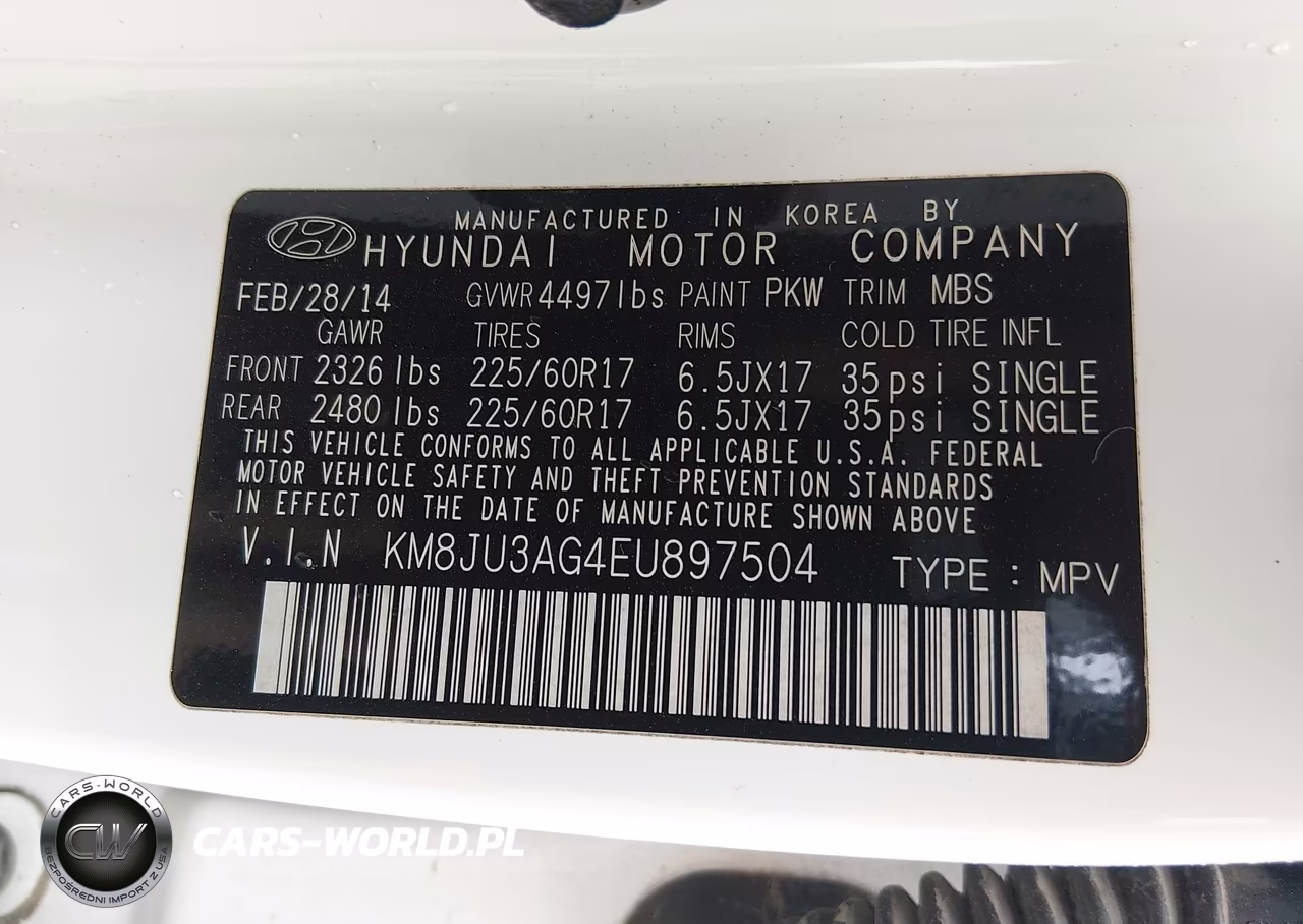 2014 Hyundai Tucson Se VIN:KM8JU3AG4EU897504 - 9