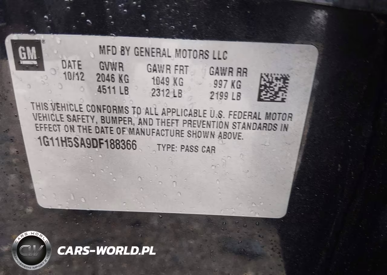 2013 Chevrolet Malibu 1Lz VIN:1G11H5SA9DF188366 - 9