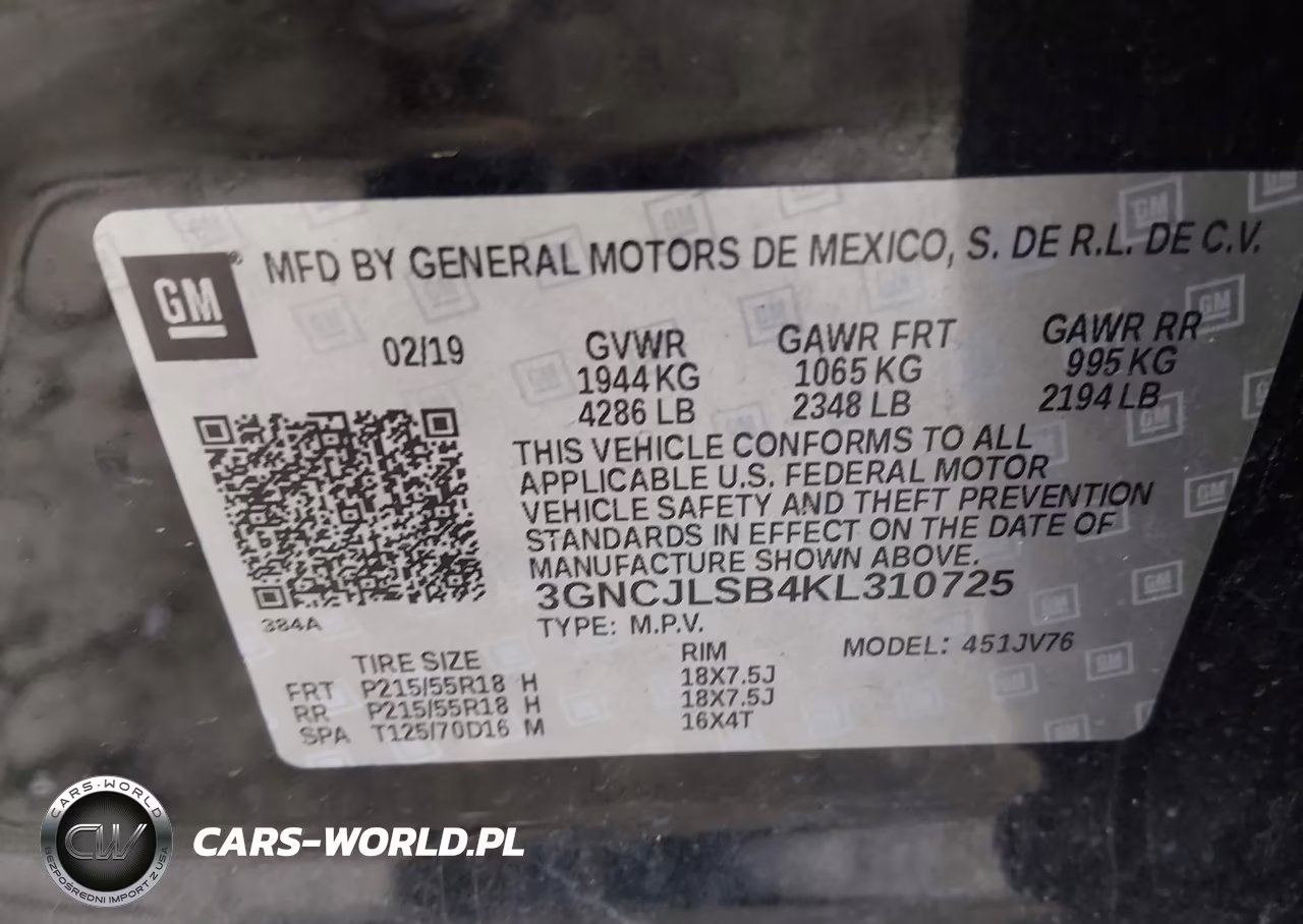 2019 Chevrolet Trax Lt VIN:3GNCJLSB4KL310725 - 9