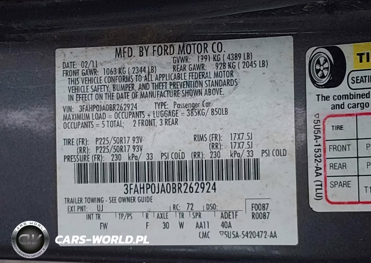 2011 Ford Fusion Sel VIN:3FAHP0JA0BR262924 - 9