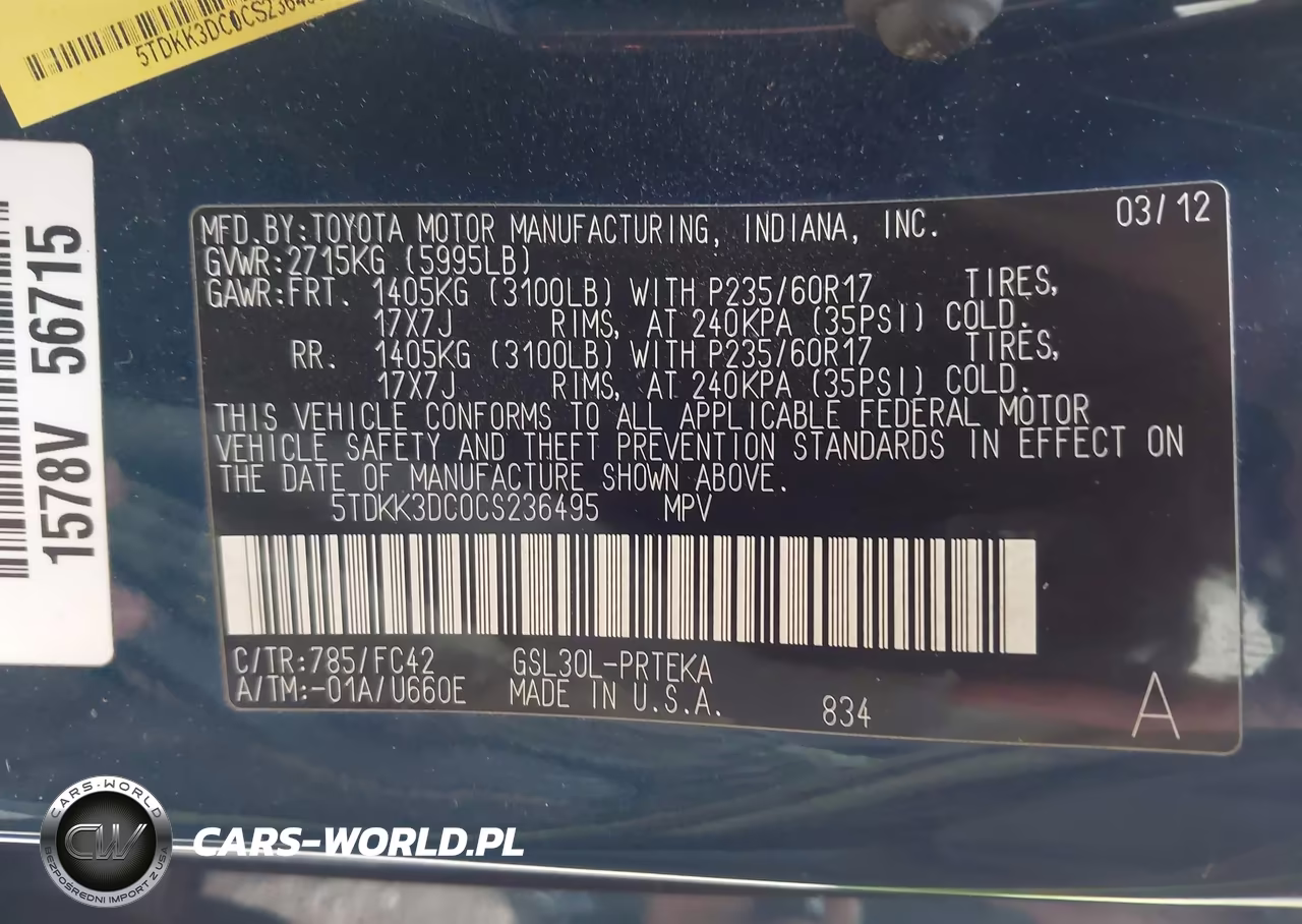2012 Toyota Sienna Le V6 8 Passenger VIN:5TDKK3DC0CS236495 - 9
