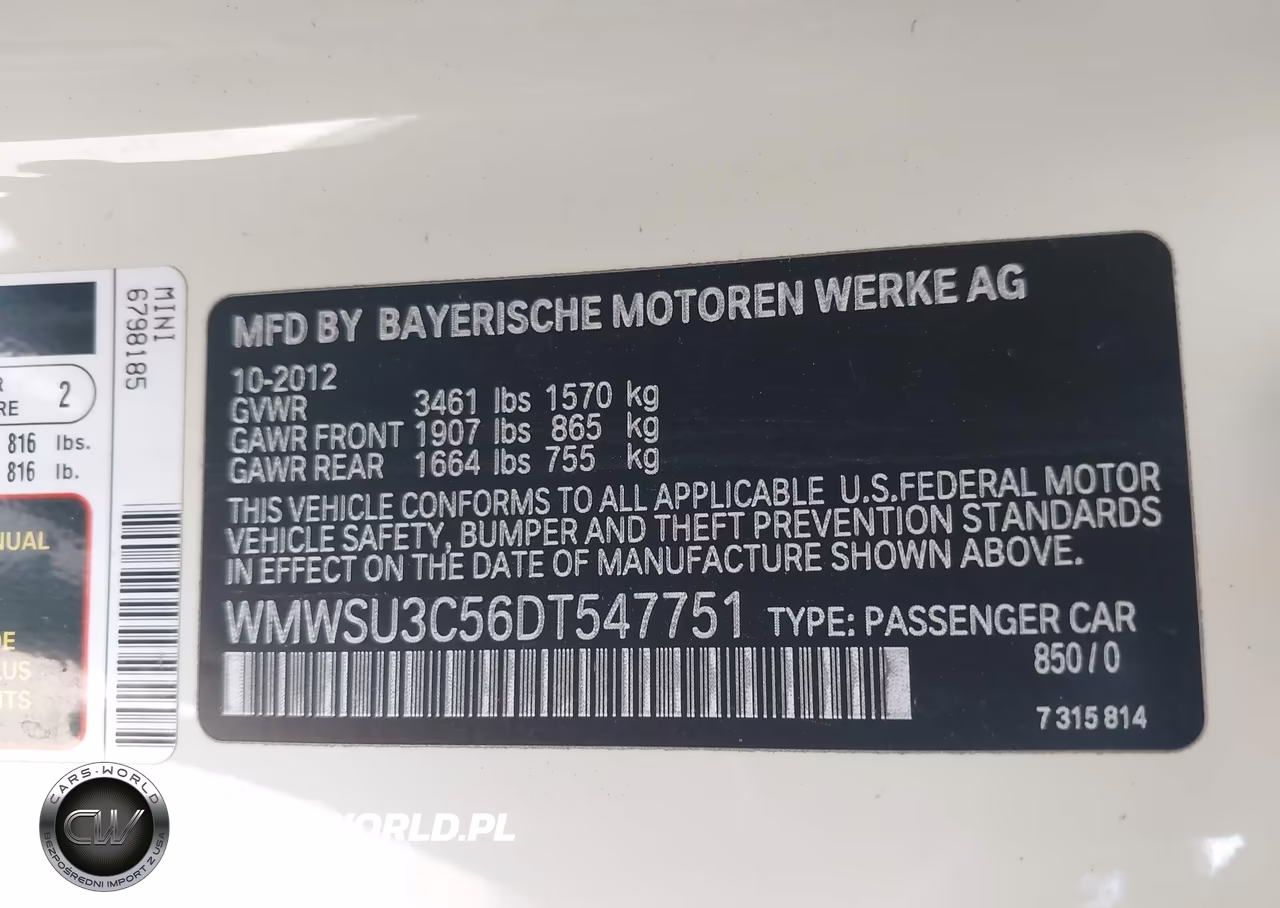 2013 Mini Hardtop Cooper VIN:WMWSU3C56DT547751 - 9