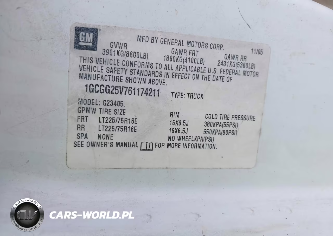 2006 Chevrolet Express Work Van VIN:1GCGG25V761174211 - 9