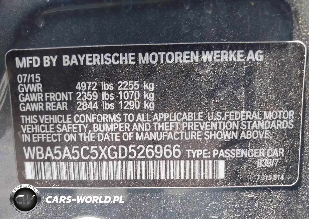 2016 BMW 528I VIN:WBA5A5C5XGD526966 - 9