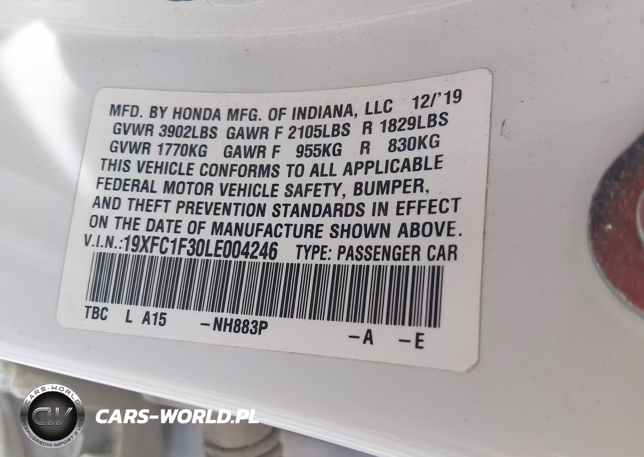 2020 Honda Civic Ex VIN:19XFC1F30LE004246 - 9