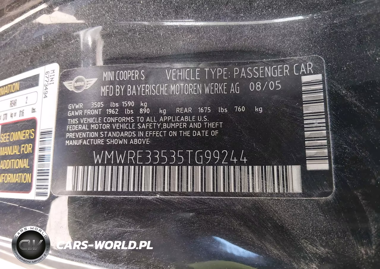 2005 Mini Cooper S VIN:WMWRE33535TG99244 - 9