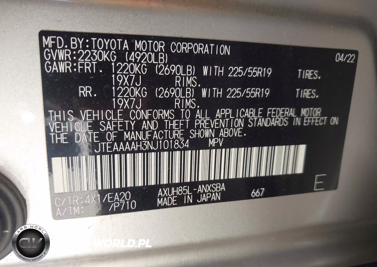 2022 Toyota Venza Limited VIN:JTEAAAAH3NJ101834 - 9