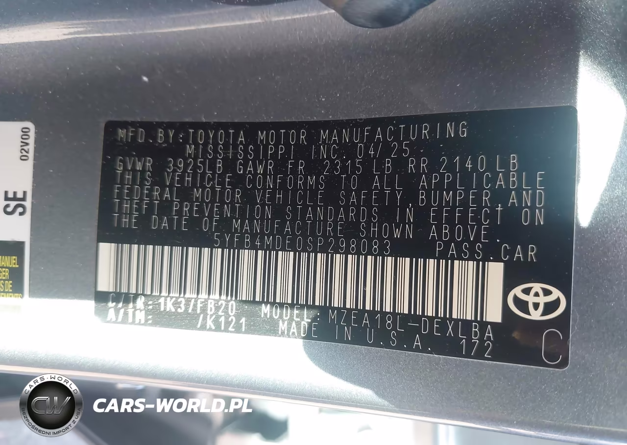 2025 Toyota Corolla Le VIN:5YFB4MDE0SP298083 - 9
