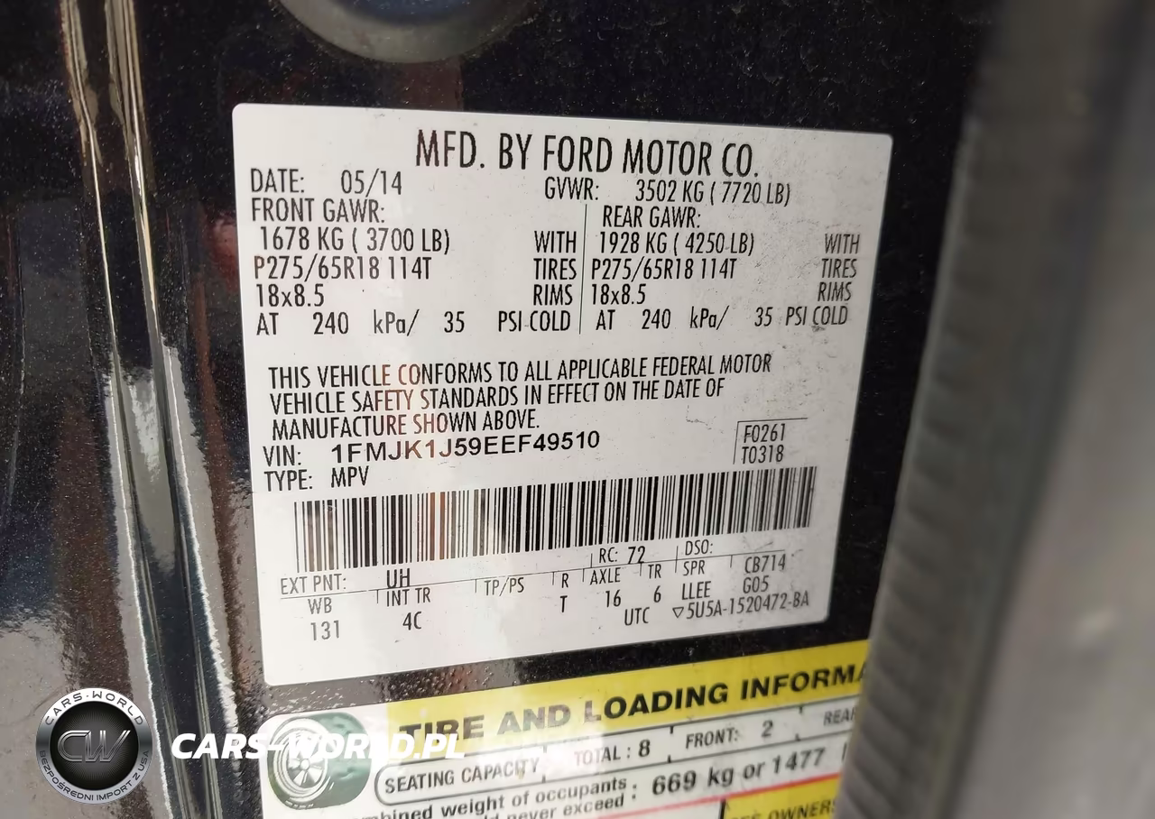 2014 Ford Expedition El Xlt VIN:1FMJK1J59EEF49510 - 9