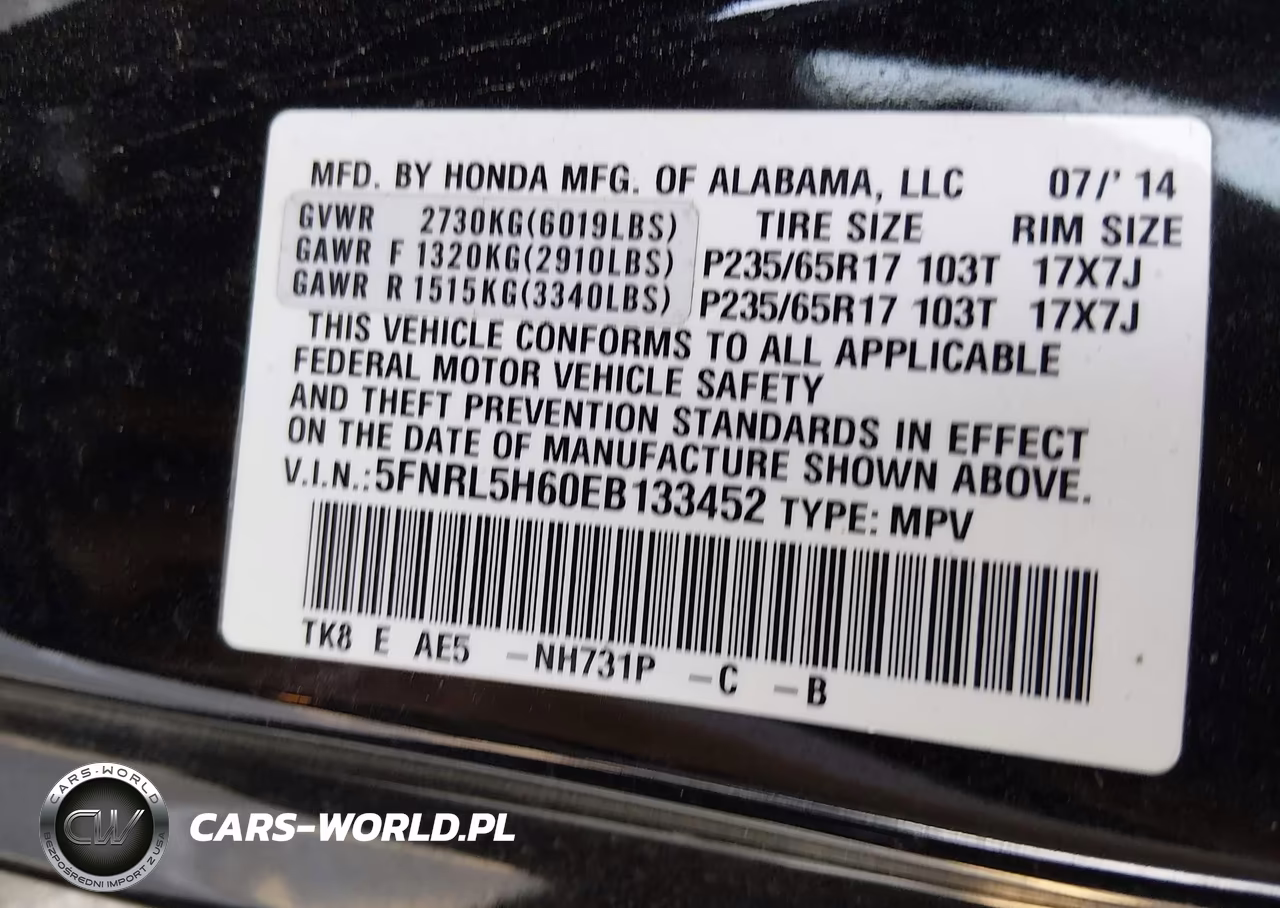 2014 Honda Odyssey Ex-L VIN:5FNRL5H60EB133452 - 9