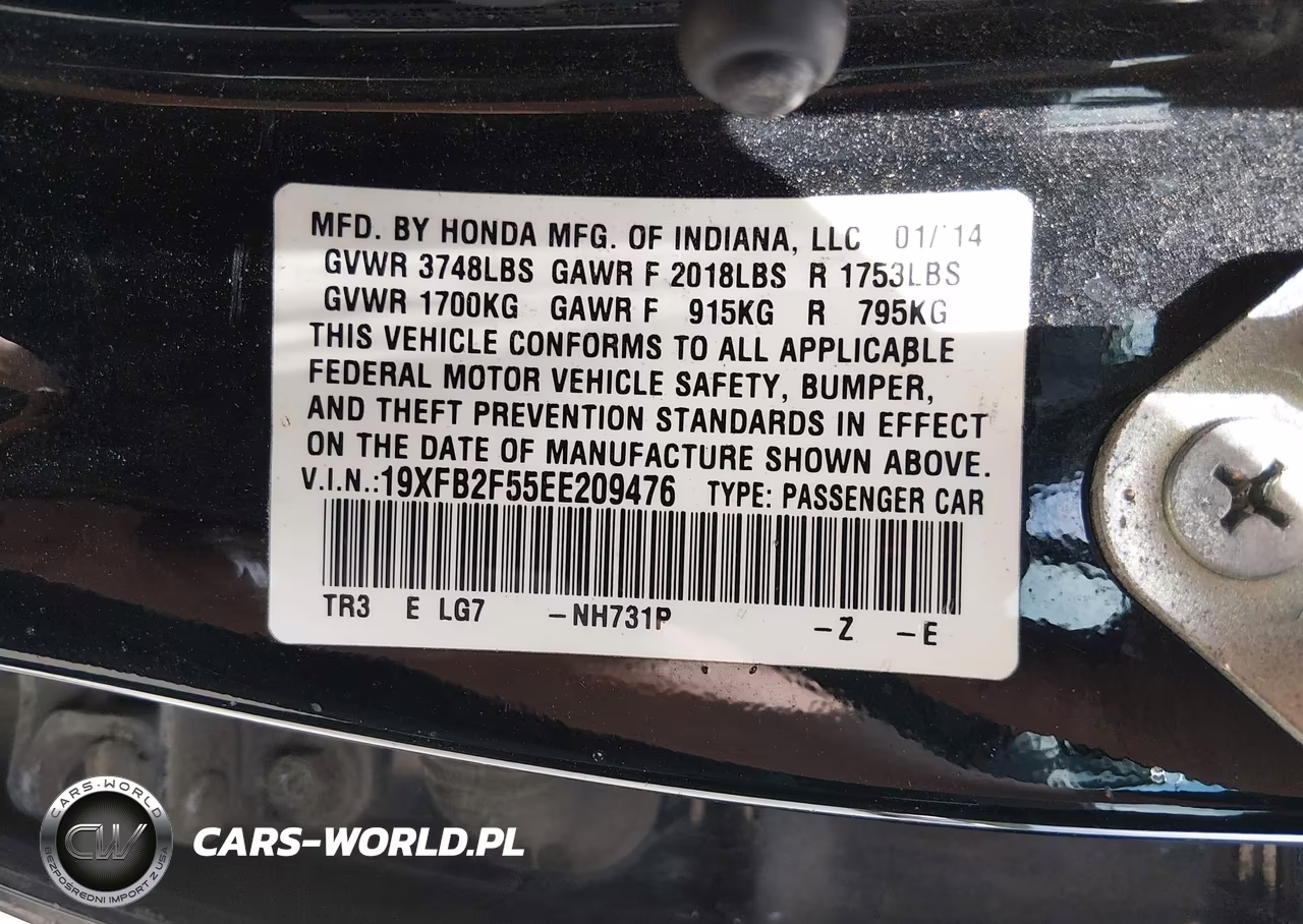 2014 Honda Civic Lx VIN:19XFB2F55EE209476 - 9