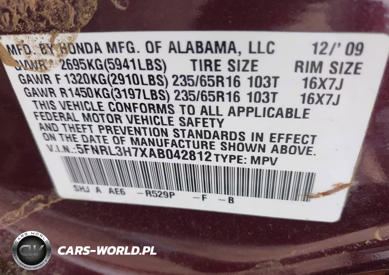 2010 Honda Odyssey Ex-L VIN:5FNRL3H7XAB042812 - 9