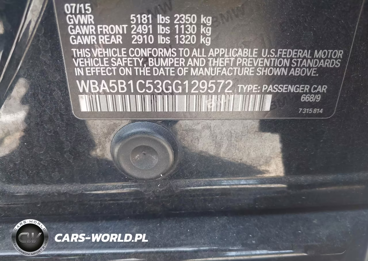 2016 BMW 535I VIN:WBA5B1C53GG129572 - 9