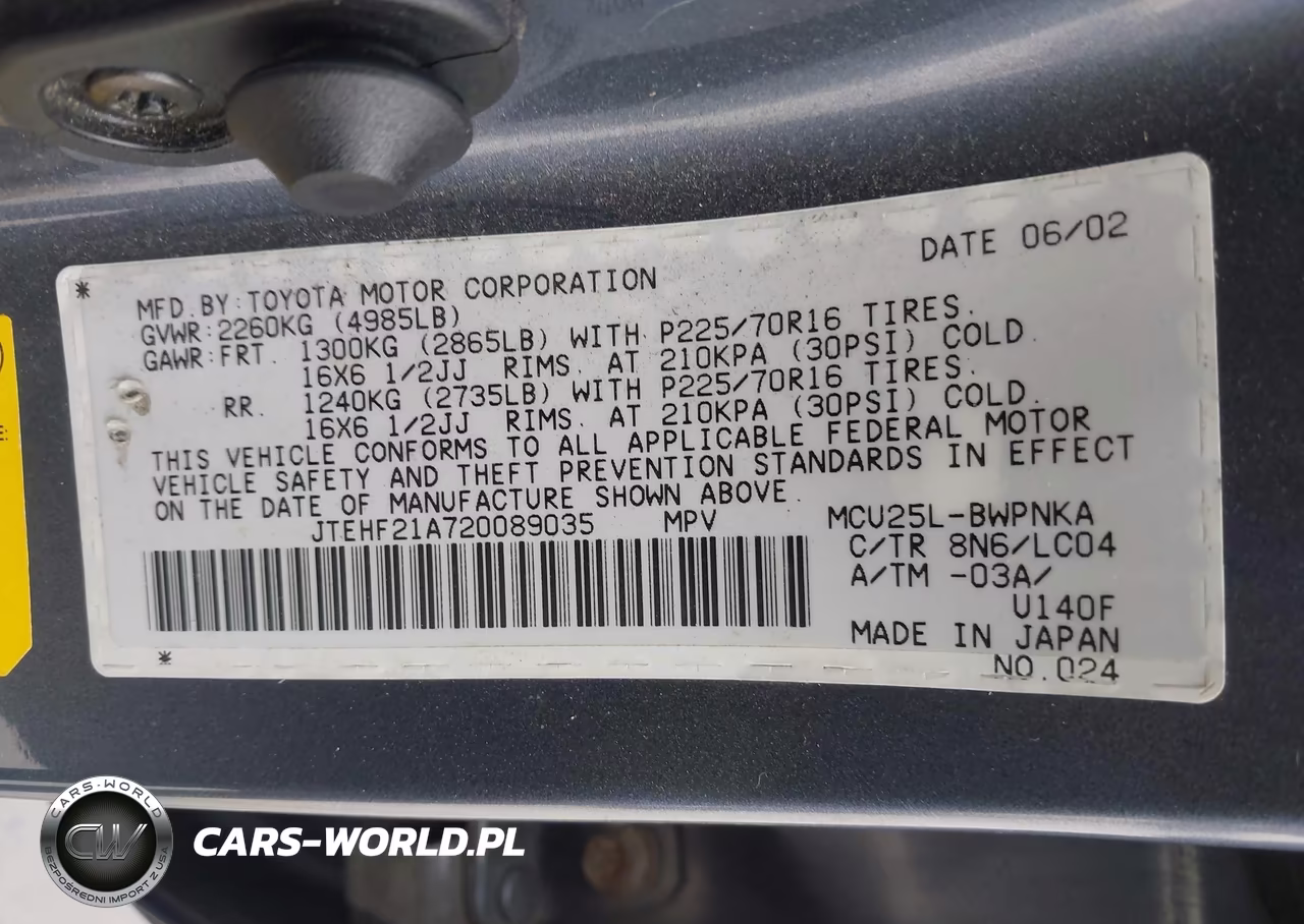 2002 Toyota Highlander Limited V6 VIN:JTEHF21A720089035 - 9
