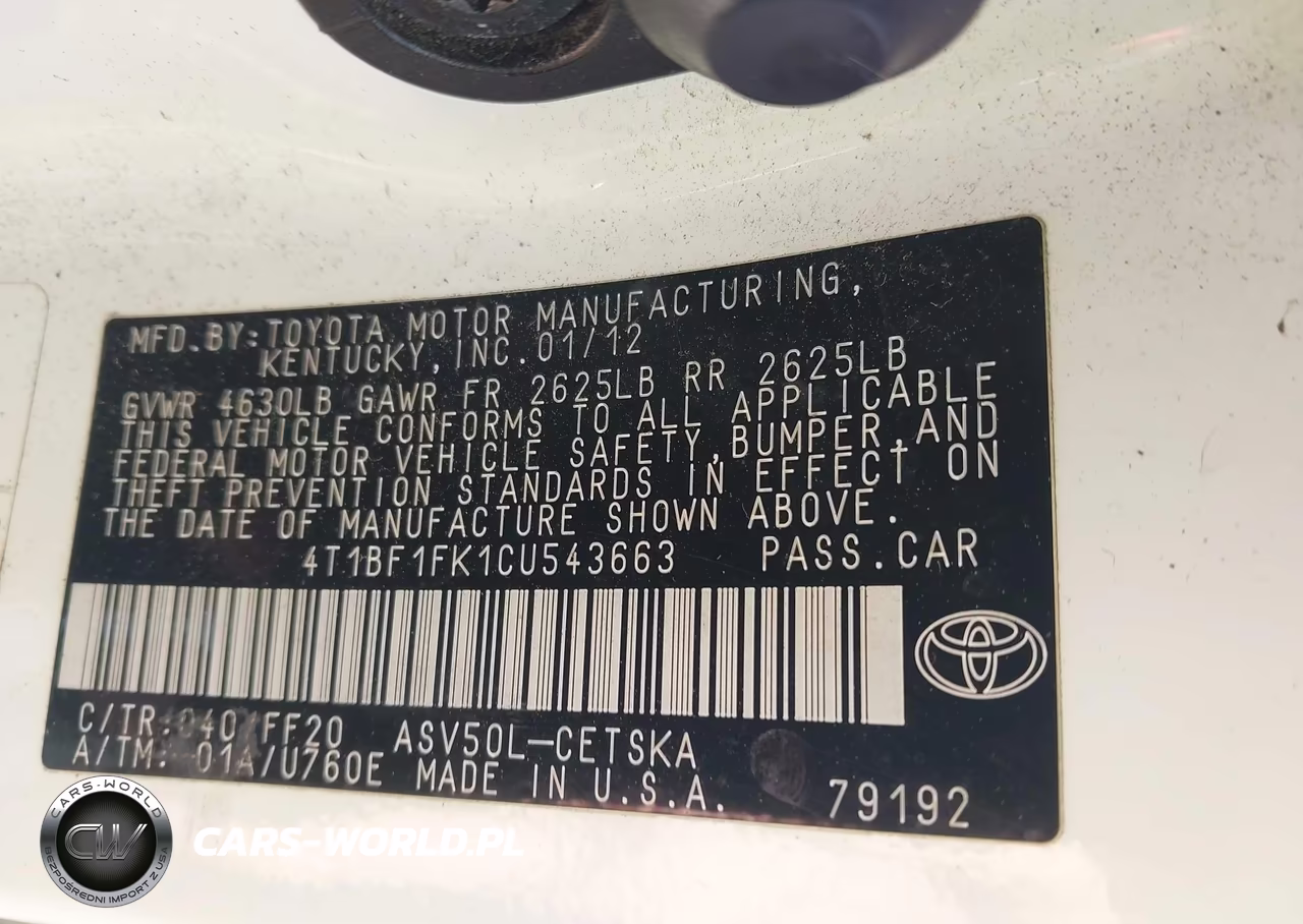 2012 Toyota Camry Se VIN:4T1BF1FK1CU543663 - 9
