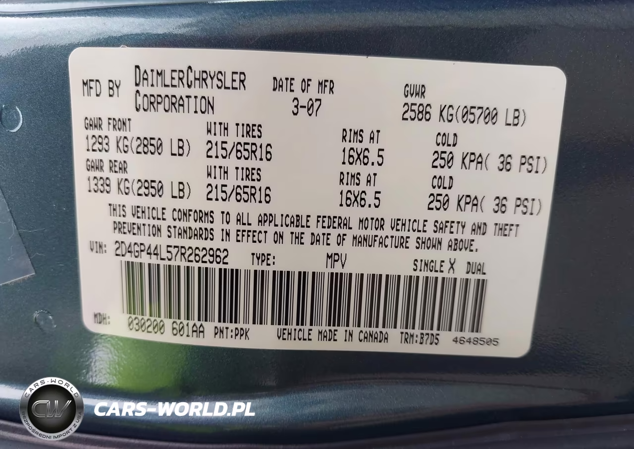 2007 Dodge Grand Caravan Sxt VIN:2D4GP44L57R262962 - 9