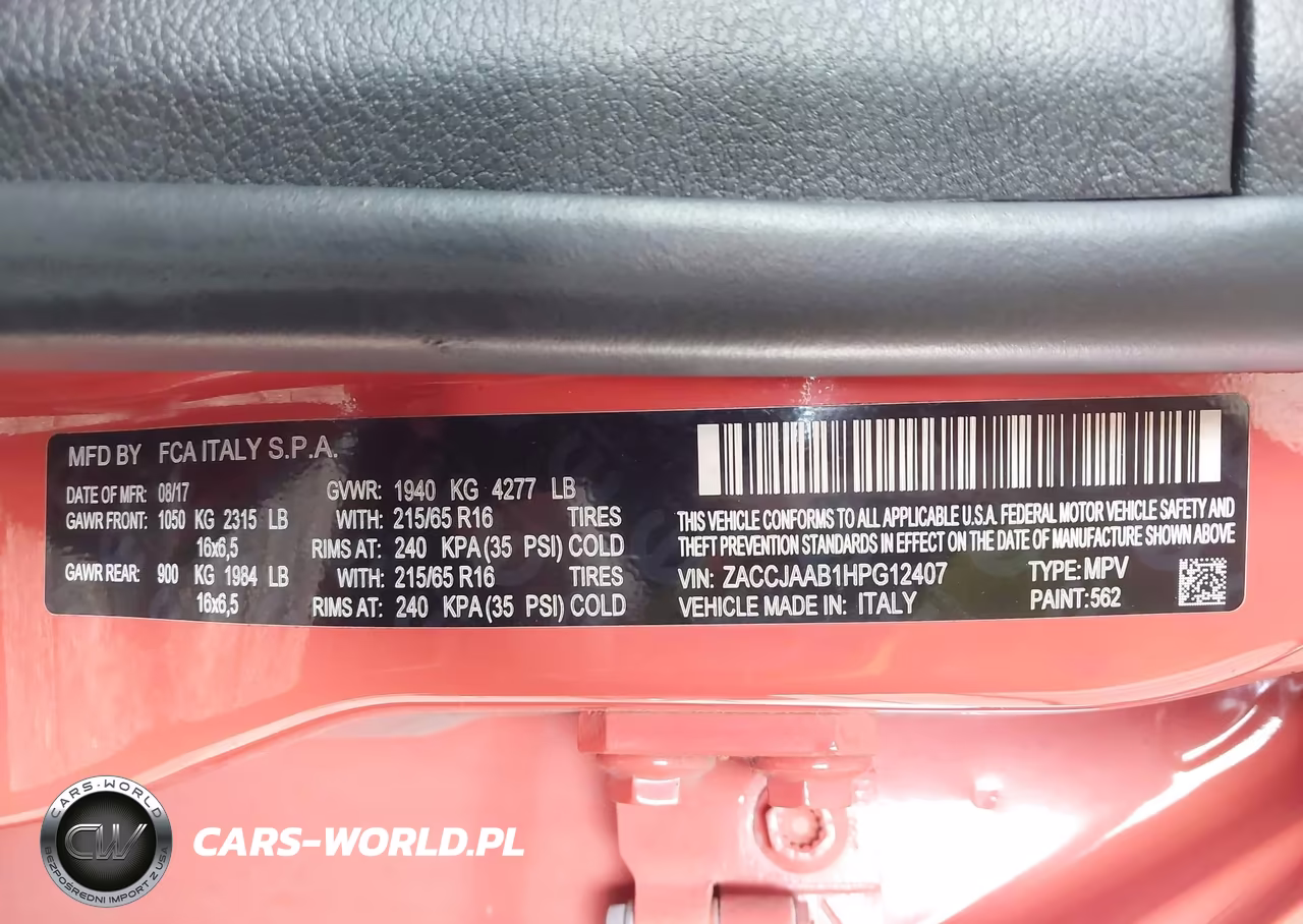 2017 Jeep Renegade Sport Fwd VIN:ZACCJAAB1HPG12407 - 9