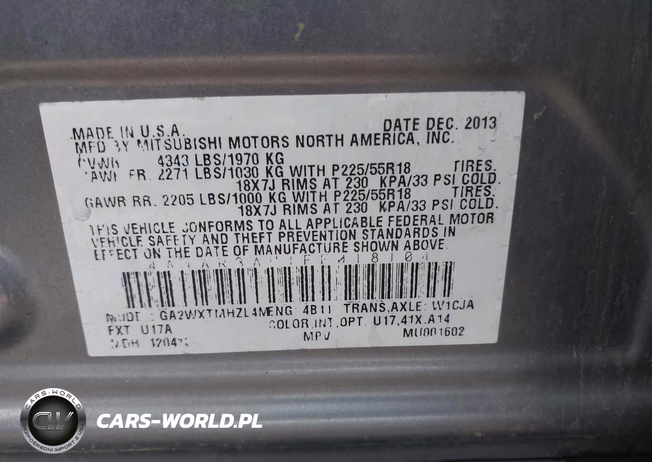 2014 Mitsubishi Outlander Sport Es VIN:4A4AR3AU1EE018104 - 9