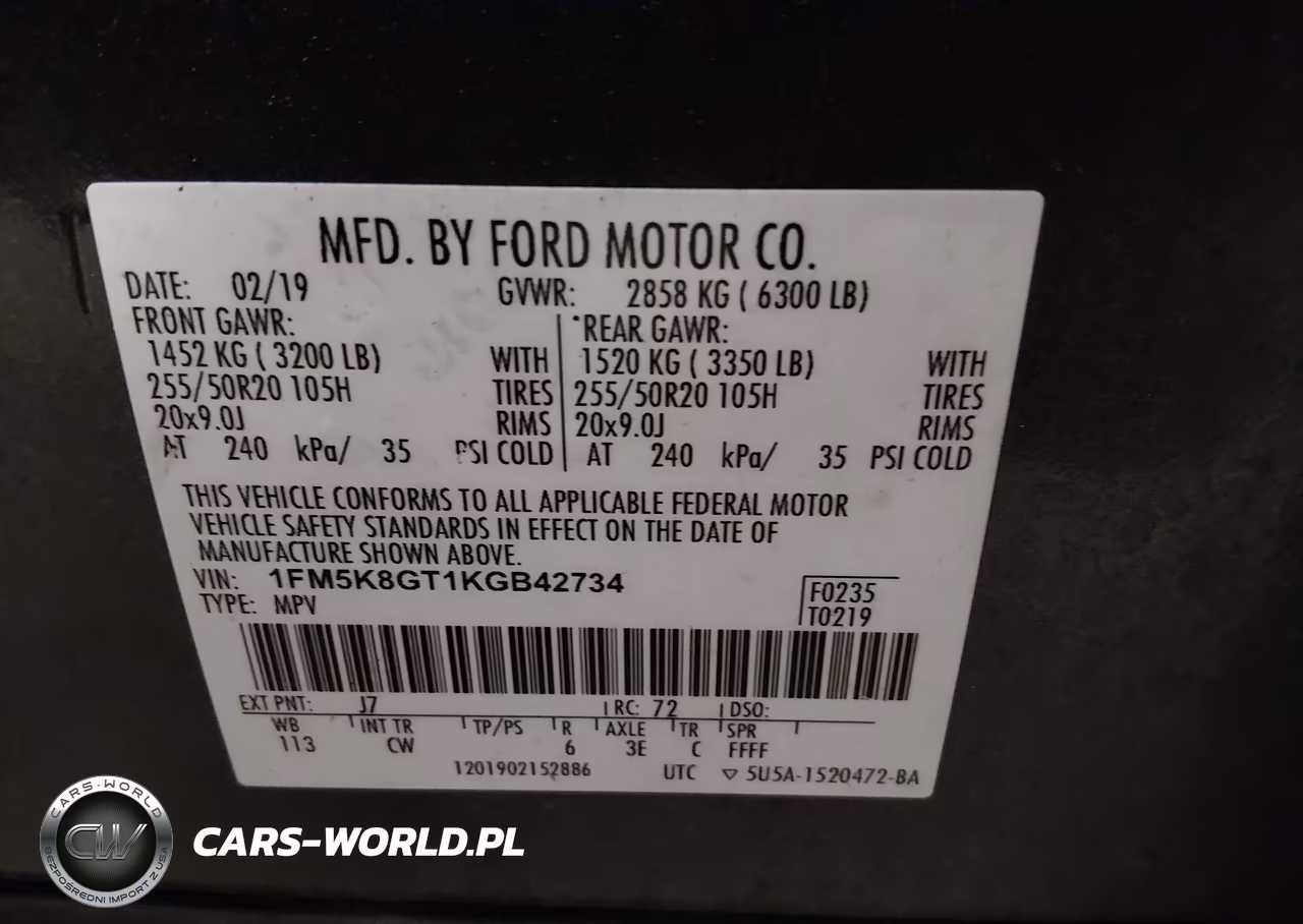 2019 Ford Explorer Sport VIN:1FM5K8GT1KGB42734 - 9