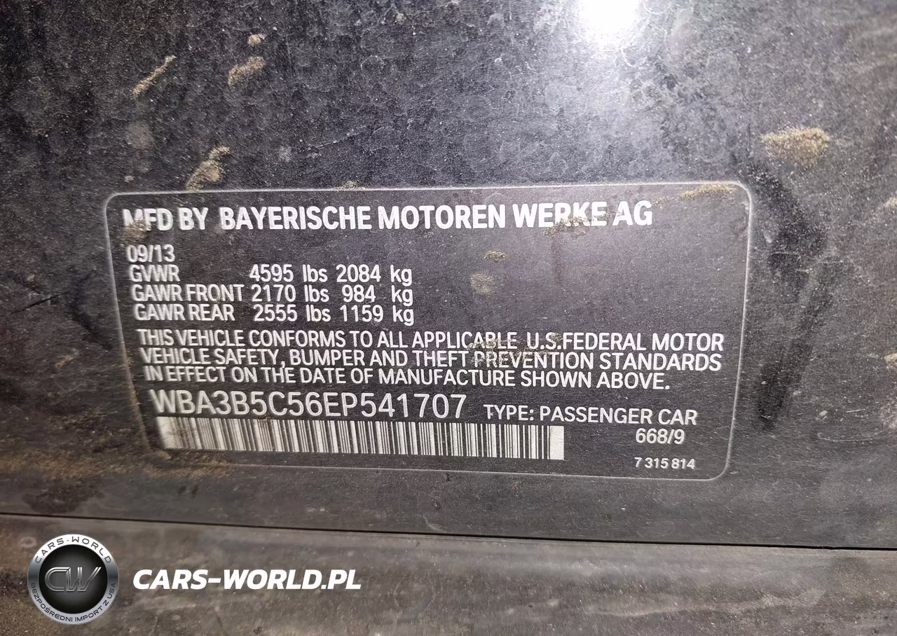 2014 BMW 328I xDrive VIN:WBA3B5C56EP541707 - 9