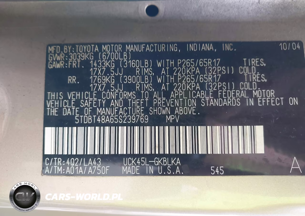 2005 Toyota Sequoia Limited V8 VIN:5TDBT48A65S239769 - 9