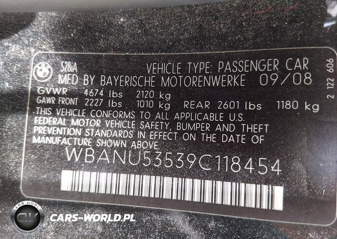 2009 BMW 528I VIN:WBANU53539C118454 - 9