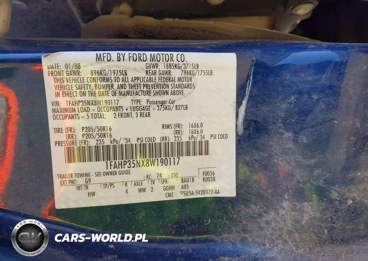2008 Ford Focus Se-Ses VIN:1FAHP35NX8W190117 - 9