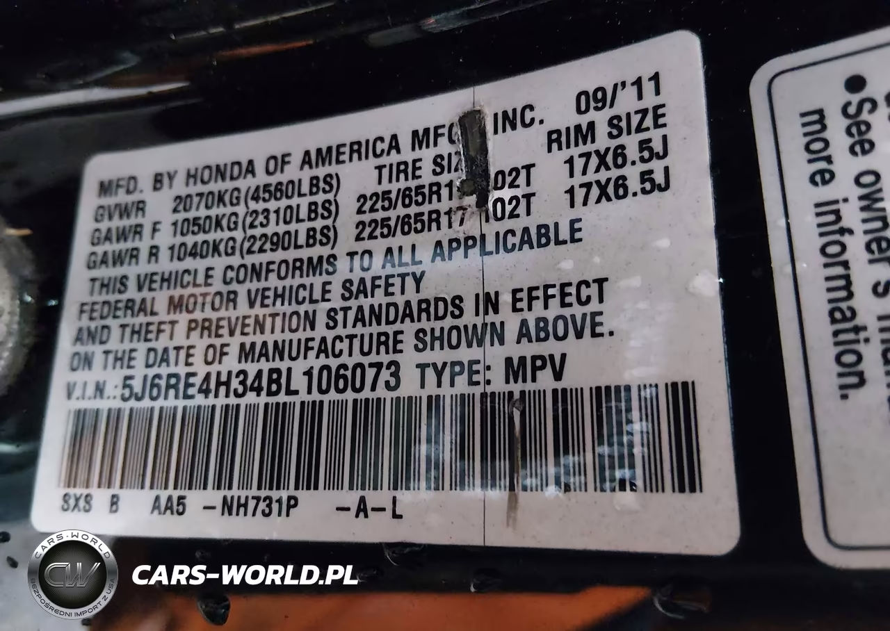 2011 Honda Cr-V Lx VIN:5J6RE4H34BL106073 - 9