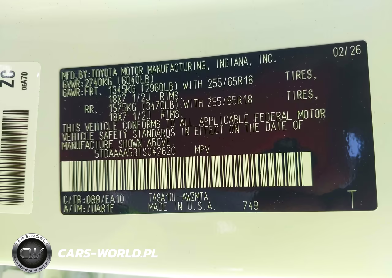 2026 Toyota Grand Highlander Xle VIN:5TDAAAA53TS042620 - 9