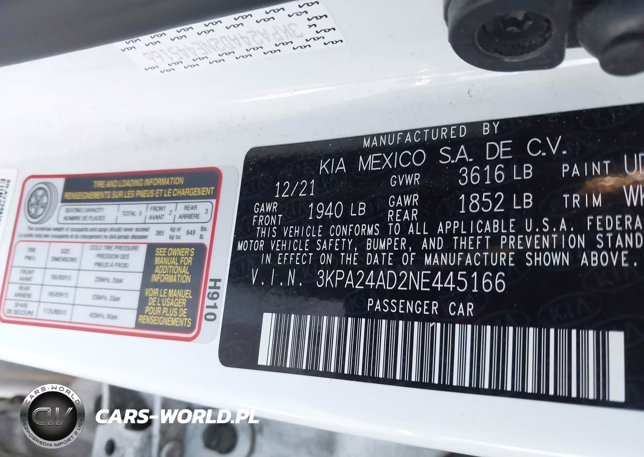 2022 Kia Rio Lx VIN:3KPA24AD2NE445166 - 9