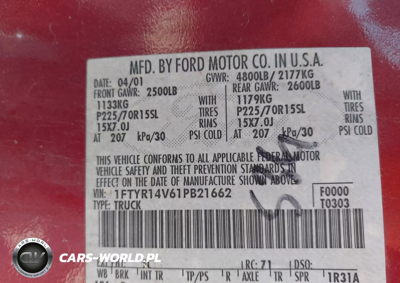 2001 Ford Ranger Edge-Xl-Xlt VIN:1FTYR14V61PB21662 - 9