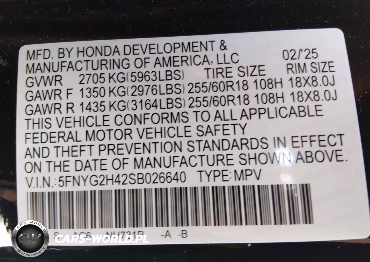 2025 Honda Pilot Ex-L VIN:5FNYG2H42SB026640 - 9