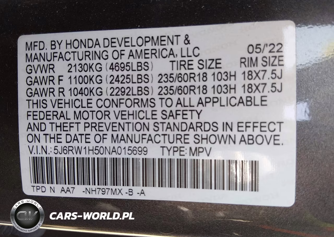 2022 Honda Cr-V 2Wd Ex VIN:5J6RW1H50NA015699 - 9
