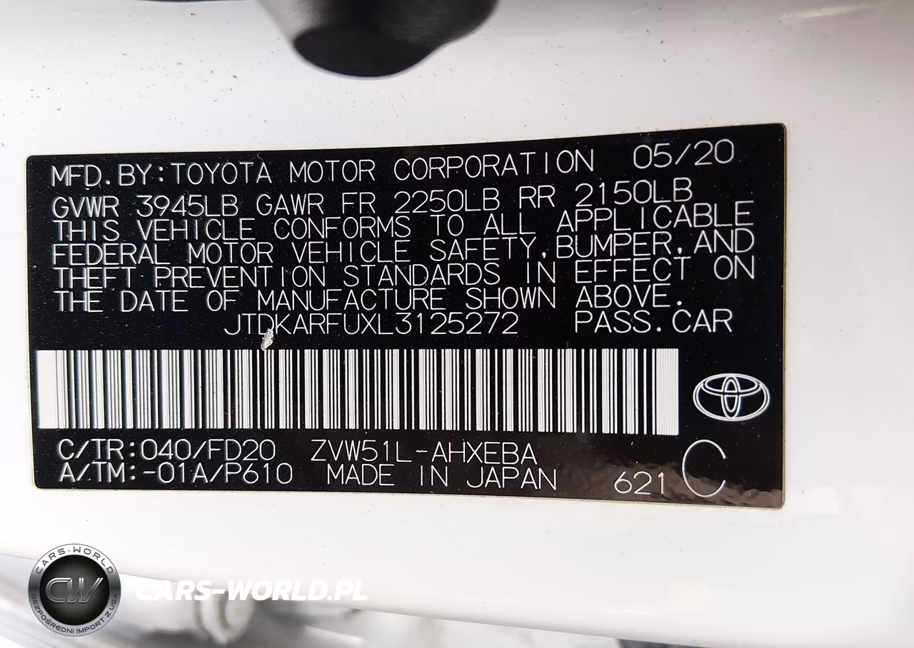 2020 Toyota Prius Le VIN:JTDKARFUXL3125272 - 9